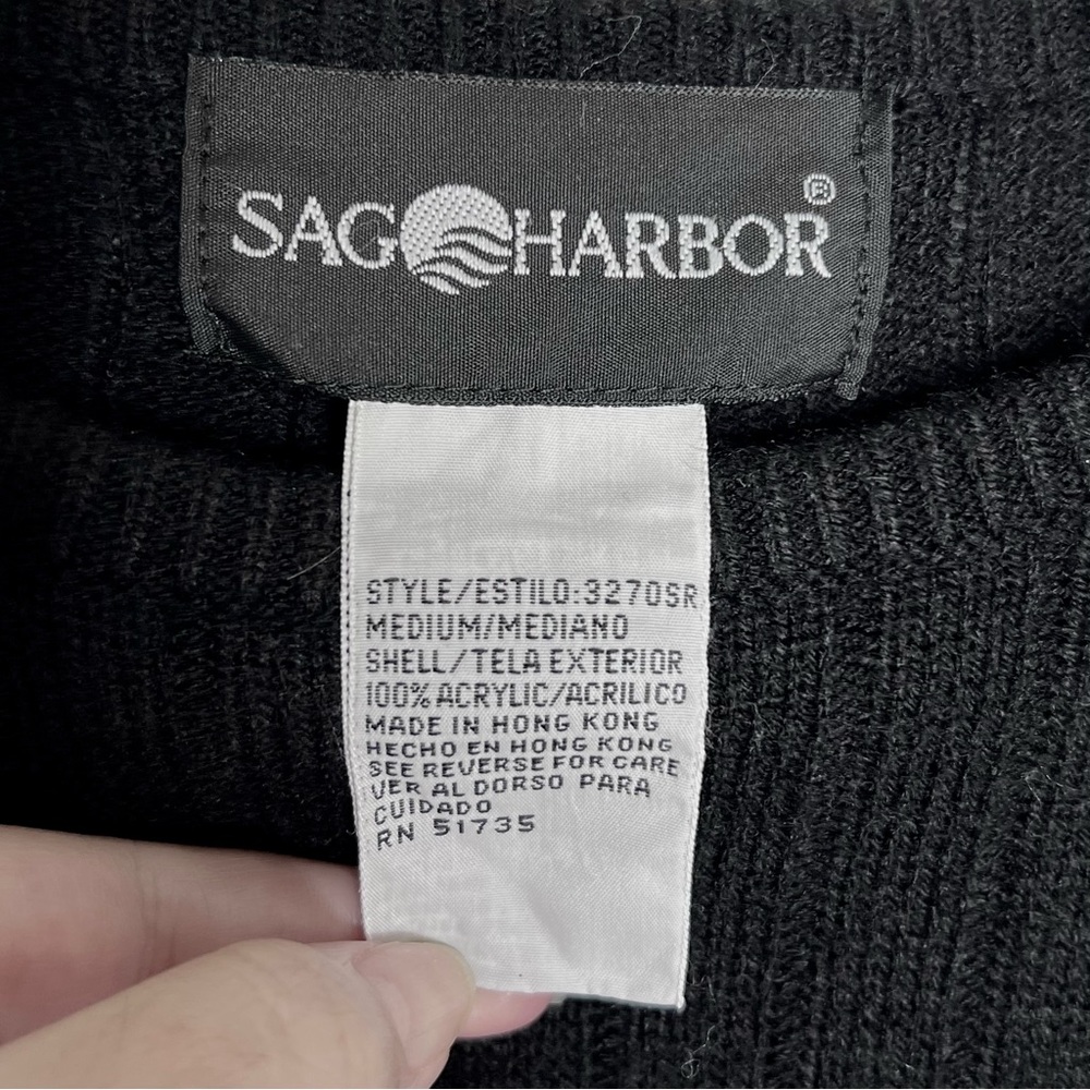 Sag Harbor Women’s 90s Oversized Black Rib Knit Sweater Size M - Picture 5 of 7
